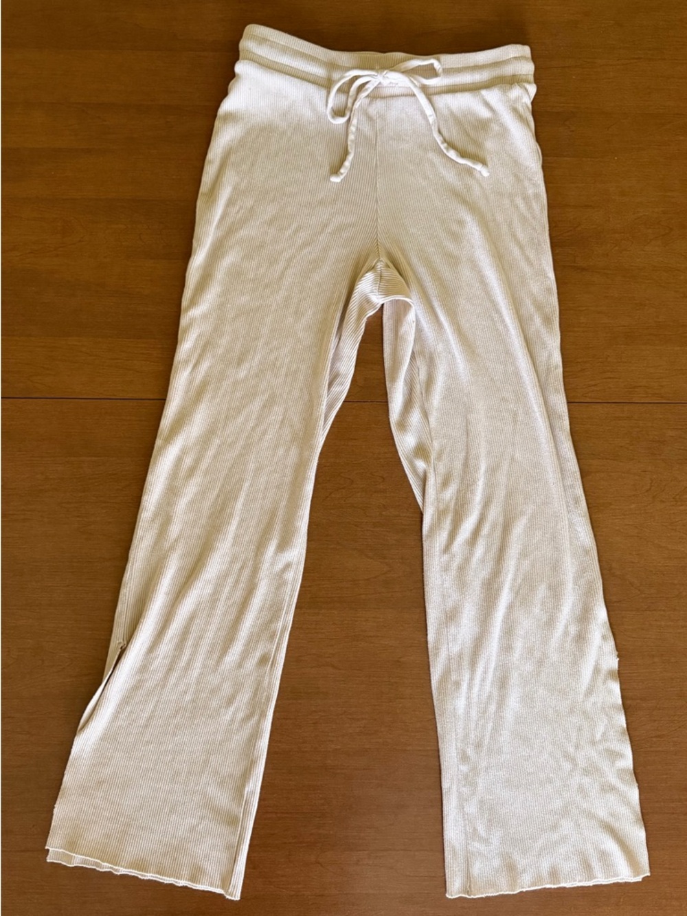 The Range Women's Cream Ribbed Drawstring Track Pants